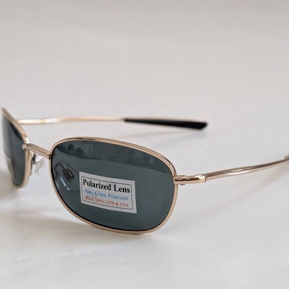 NWT Vintage 90's Rectangle Metal Sports Polarized Sunglasses (S. Gold) - Picture 3 of 5